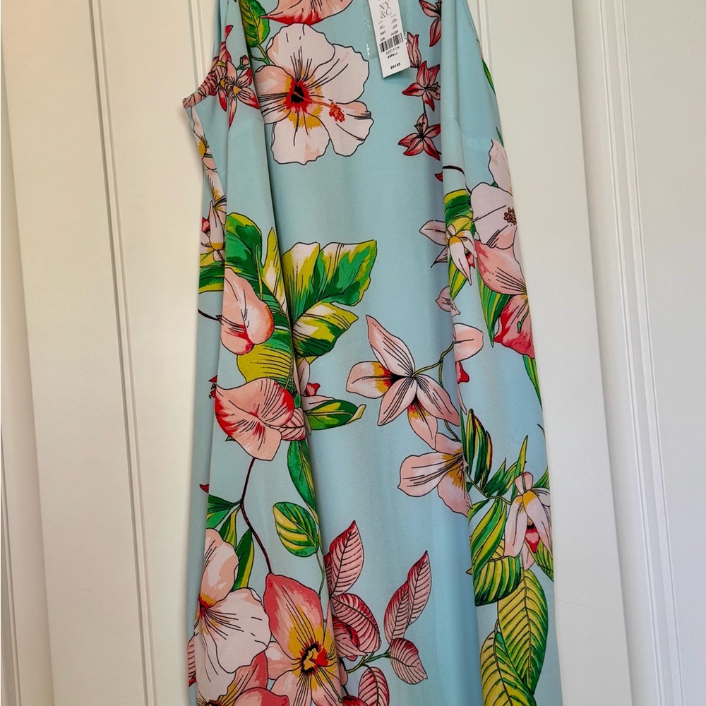 New York & Company Light Blue Floral Dress